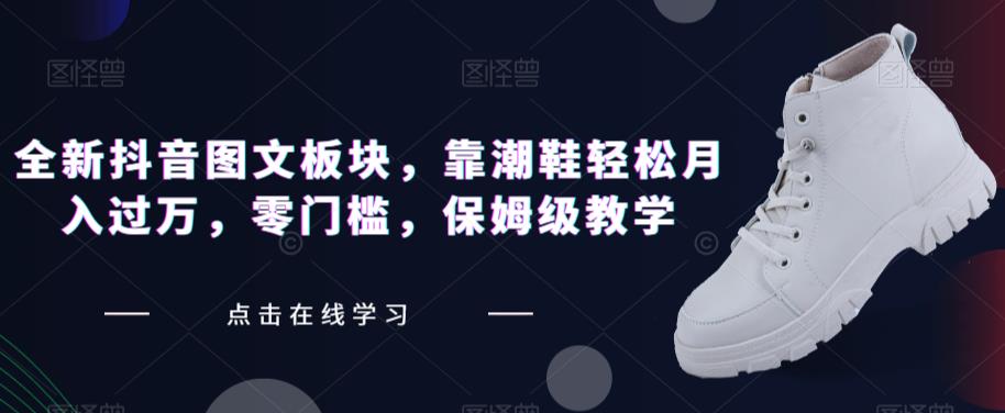 抖音图文潮鞋项目怎么做：全新靠潮鞋轻松月入过万，零门槛，保姆级教学【揭秘】