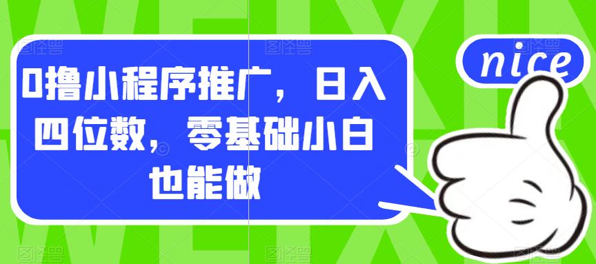 小程序赚钱项目：0撸小程序推广，日入四位数，零基础小白也能做【揭秘】