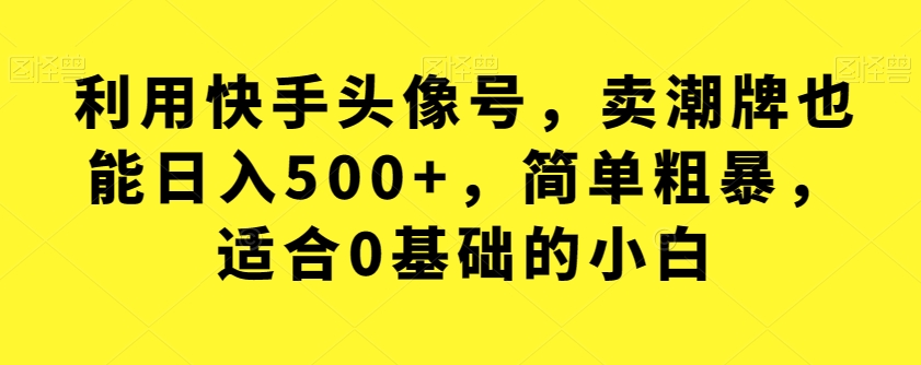 【第5916期】利用快手头像号，卖潮牌也能日入500+，简单粗暴，适合0基础的小白【揭秘】