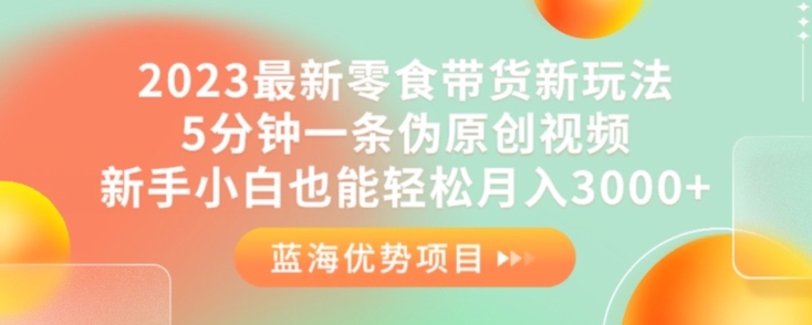 【第6002期】2023最新零食带货新玩法，5分钟一条伪原创视频，新手小白也能轻松月入3000+【揭秘】