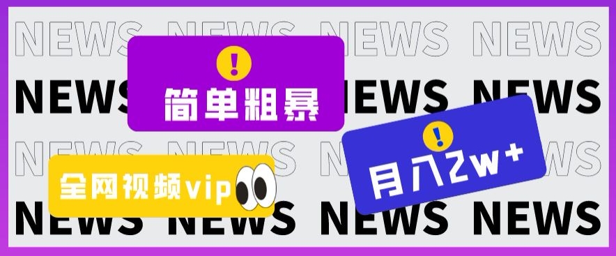 【6168期】简单粗暴零成本，高回报，全网视频VIP掘金项目，月入2万＋