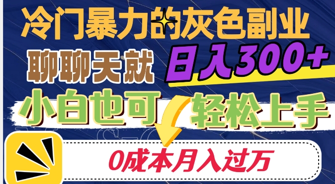 【6228期】冷门暴利的副业项目，聊聊天就能日入300+，0成本月入过万