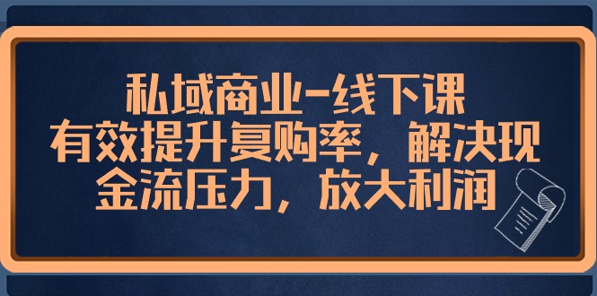 【6695期】私域商业线下课，有效提升复购率，解决现金流压力，放大利润