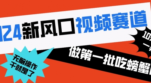 【6765期】2024新风口视频赛道，做一批吃螃蟹的人 10分钟一条原创视频