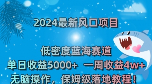 【6787期】2024最新风口项目 低密度蓝海赛道，日收益5000+周收益4w+ 无脑操作