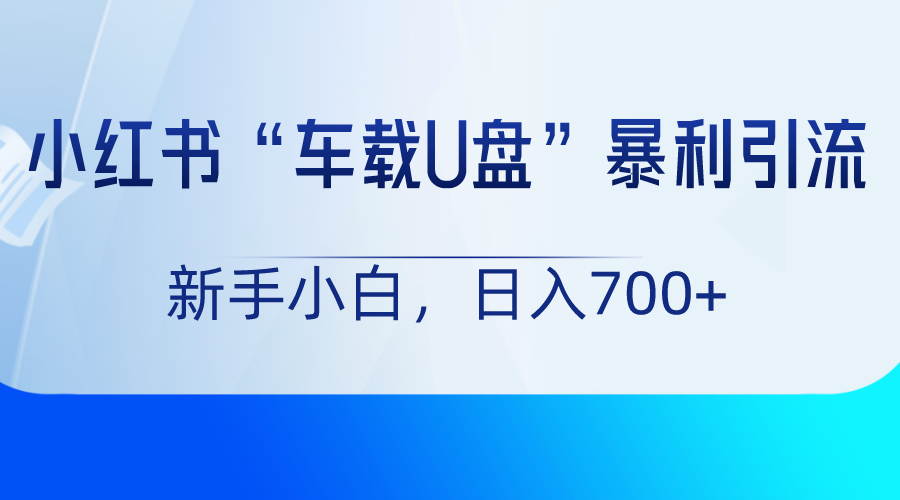 【6809期】小红书“车载U盘”副业项目，暴利引流，新手小白轻松日入700+