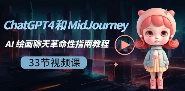 【6955期】ChatGPT4 和 MidJourney AI 绘画聊天革命性指南教程-33节视频课-中英字幕 ChatGPT4和MidJourney AI 绘画聊天革命性入门指南教程-中英字幕 AI Revolution Starter Guide : ChatGPT4 & MidJourney  英文+中英字幕|1080P  释放 ChatGPT4、MidJourney、提示工程、插件、代码解释器、OpenAI 和 Python 集成的力量。  让我们不做人工智能革命的旁观者，而应该成为人工智能革命的一部分，加入人类新时代。欢迎来到 ChatGPT 和 MidJourney 的入门指南，我们为您提供技能和知识，以利用塑造当今世界的尖端人工智能技术。在本课程中，您将详细了解 ChatGPT4 提示、ChatGPT 插件、ChatGPT 代码解释器、使用 Python 的 OpenAI API 集成、AGI Assistant、MidJourney 提示、MidJourney 参数和高级提示。  您可以从这个身临其境的实践课程中获得以下收获：  ChatGPT-4 提示：探索 OpenAI 语言模型改变自然语言理解和生成的力量。了解如何利用其功能来完成内容生成、个人助理等任务。  旅程中：释放这一创新型人工智能驱动项目管理工具的潜力，旨在优化您的工作流程、改善协作并增强决策能力。  代码解释器：探索代码解释器分析数据、生成 Python 代码、分析代码库、代码优化等的强大功能。  插件：探索各种 ChatGPT 插件来自动化工作流程并提高您的工作效率。  Python 集成：了解如何通过 OpenAI API 来利用 Python 的强大功能。创建您自己的文本/语音助手。  注意：本课程的设计和起草方式是为了让您在更短的时间内获得最大的收益。我相信你从本课程中学到的东西肯定会让你领先于数百万即将开始人工智能革命之旅的其他人。  【8871期】ChatGPT4 和 MidJourney AI 绘画聊天革命性指南教程-33节视频课-中英字幕