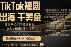 【6983期】TikTok短剧出海赚美金，商业已经闭环抓紧布局，抢占关键词抢占排名