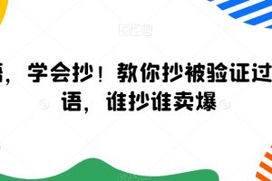 【7044期】广告语，学会抄！教你抄被验证过的广告语，谁抄谁卖爆