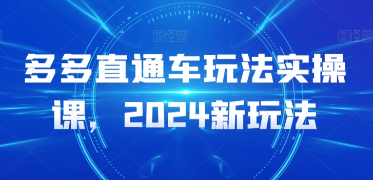 【7195期】多多直通车玩法实操课，2024新玩法