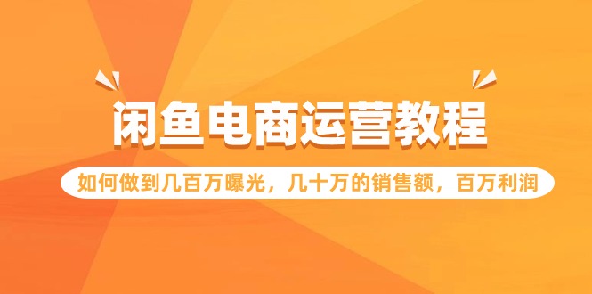 【7314期】闲鱼电商运营教程：如何做到几百万曝光，几十万的销售额