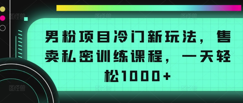 【7427期】男粉项目冷门新玩法，售卖私密训练课程，一天轻松1000+