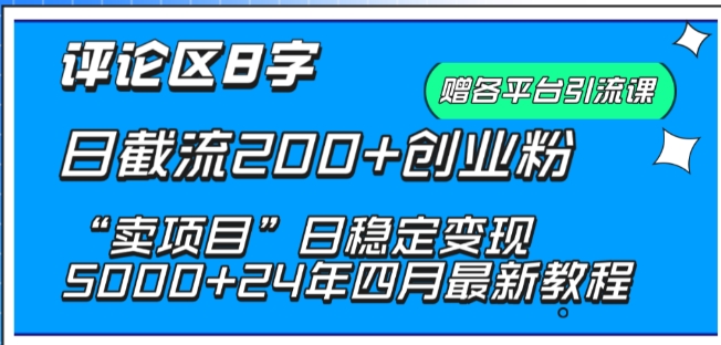 【7447期】抖音评论区8字日截流200+创业粉 “卖项目”日稳定变现5000+