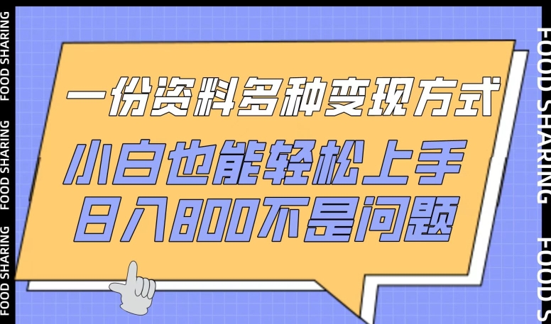 【7496期】一份虚拟资源资料多种变现方式，小白也能轻松上手