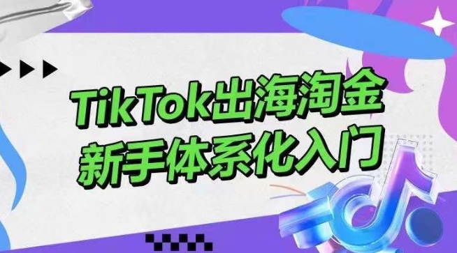 【7536期】TikTok出海淘金，新手体系化入门，零基础快速入门，掌握短视频、直播带货