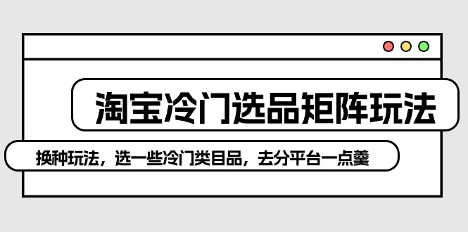 【7579期】淘宝冷门选品矩阵玩法：换种玩法，选一些冷门类目品，去分平台一点羹