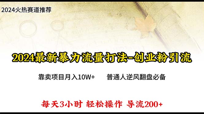 【7586期】2024年最新暴力流量打法，每日导入300+，靠卖项目月入10W+