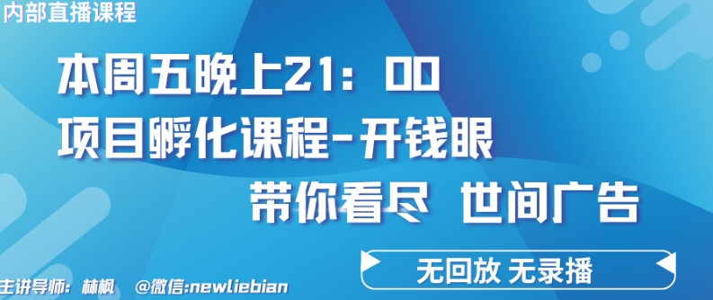 【7607期】4.26日内部回放课程《项目孵化-开钱眼》赚钱的底层逻辑