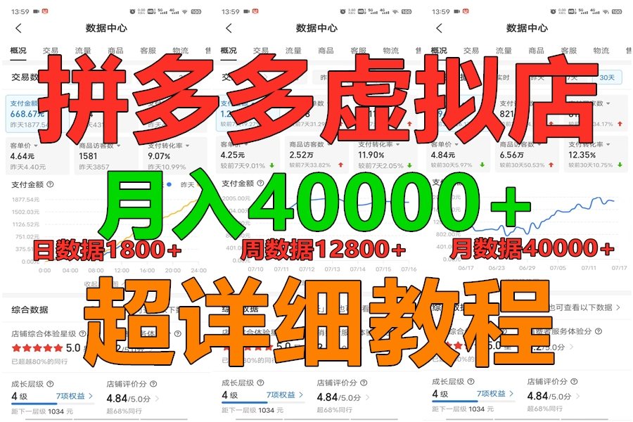 【7753期】拼多多虚拟电商训练营月入40000+，全网最详细，你做你也行，暴利稳定长久