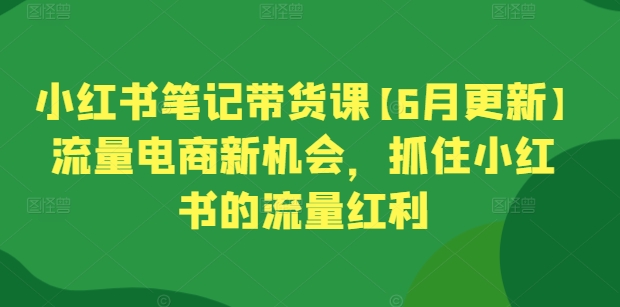 【7833期】小红书笔记带货课【6月更新】流量电商新机会，抓住小红书的流量红利