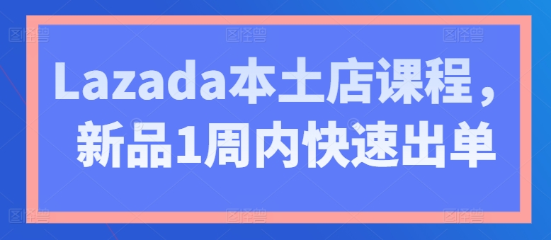 【7846期】Lazada本土店课程，新品1周内快速出单