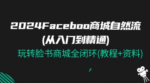 【7973期】2024Facebook 商城自然流(从入门到精通)，玩转脸书商城全闭环(教程+资料)