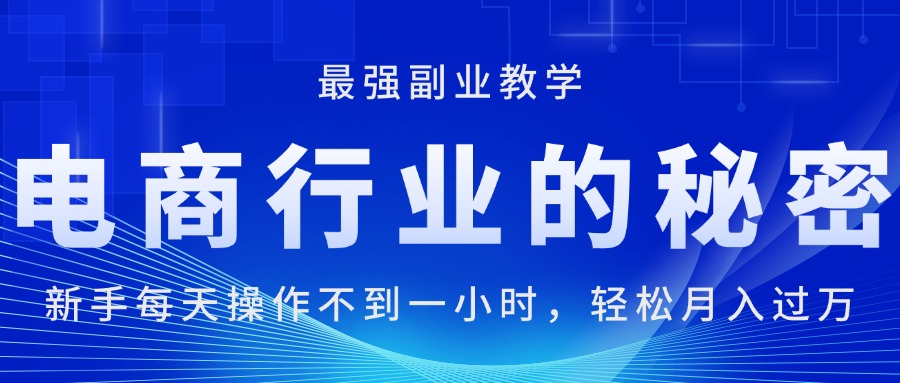 【第10877期】电商行业的秘密，新手每天操作不到一小时，月入过万插图