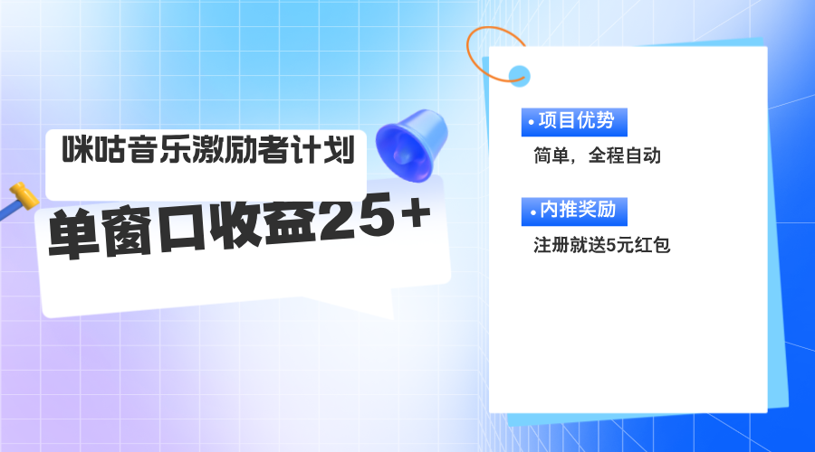 【8105期】咪咕激励者计划，单窗口收益20~25，可矩阵操作