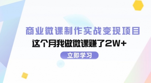 【第11202期】商业微课制作实战变现项目，这个月我做微课赚了2W+插图