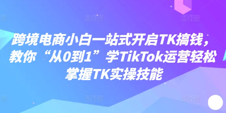 【8178期】 跨境电商小白一站式开启TK搞钱，教你“从0到1”学TikTok运营轻松掌握TK实操技能