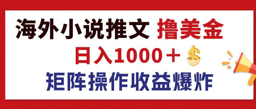 【第11413期】最新海外小说推文撸美金，日入1000＋ 蓝海市场，矩阵放大收益爆炸插图