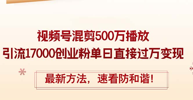 【8209期】精华帖视频号混剪500万播放引流17000创业粉，单日直接过万变现