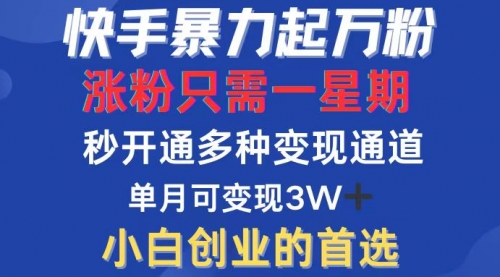 【8328期】快手暴力起万粉，涨粉只需一星期，多种变现模式，直接秒开万合