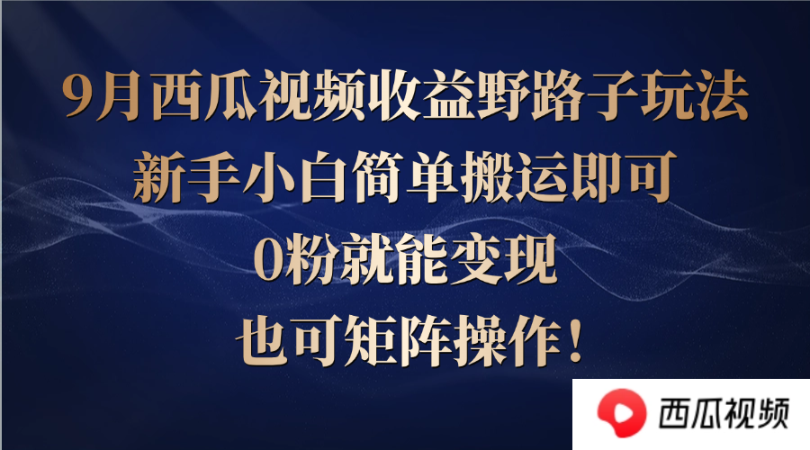 【8365期】西瓜视频收益野路子玩法，新手小白简单搬运即可，0粉就能变现