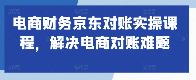 【8459期】电商财务京东对账实操课程，解决电商对账难题