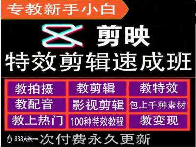 【8588期】剪映特效教程和运营变现教程，特效剪辑速成班，专教新手小白