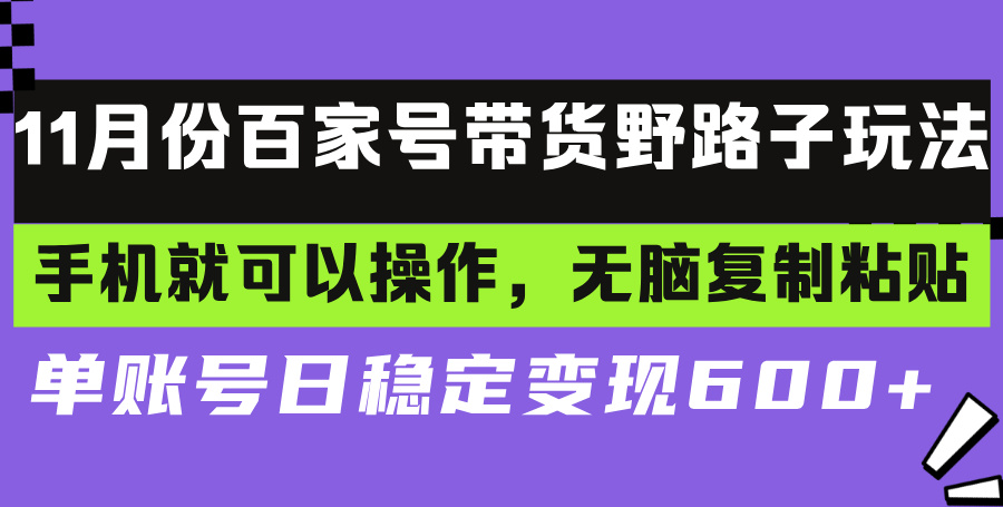 【8602期】百家号带货野路子玩法 手机就可以操作，无脑复制粘贴