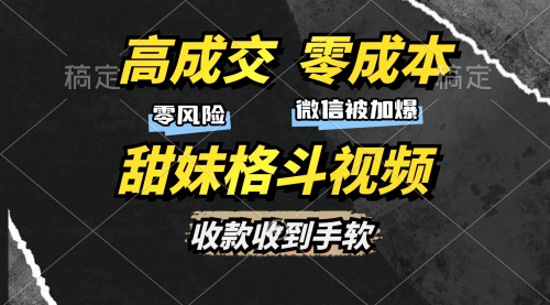 【8638期】】高成交零成本，售卖甜妹格斗视频，谁发谁火，加爆微信