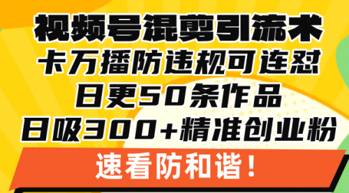 【8646期】视频号混剪引流技术，500万播放引流17000创业粉，操作简单当天学会