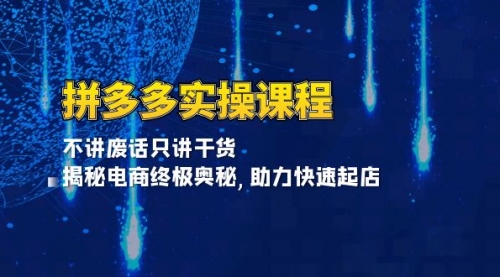 【8693期】拼多多实操课程：不讲废话只讲干货, 揭秘电商终极奥秘,助力快速起店