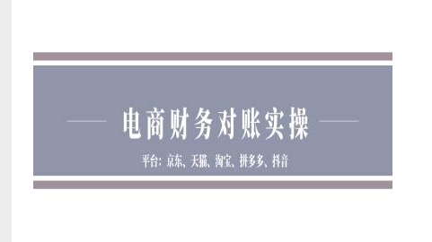 【8703期】电商财务对账实操-京东天猫淘宝拼多多抖音电商财务对账