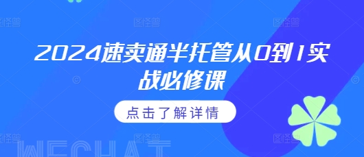 【8710期】2024速卖通半托管从0到1实战必修课，掌握通投广告打法、熟悉速卖通半托管