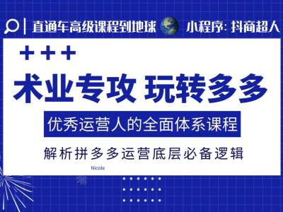 【8756期】术业专攻玩转多多，优秀运营人的全面体系课程，解析拼多多运营底层必备逻辑