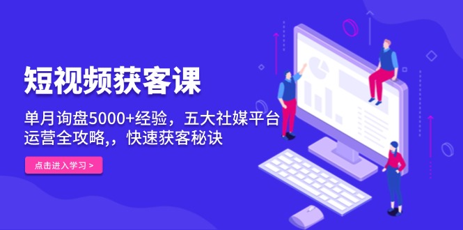 【8773期】短视频获客课，单月询盘5000+经验，五大社媒平台运营全攻略