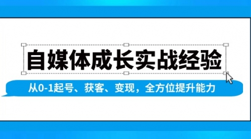 【第8862期】自媒体成长实战经验，从0-1起号、获客、变现，全方位提升能力插图