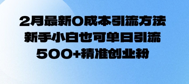 【9011期】2月最新0成本引流方法，新手小白也可单日引流500+精准创业粉