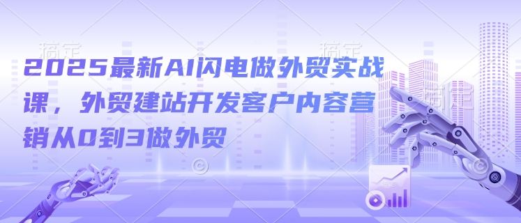 【9028期】2025最新AI闪电做外贸实战课，外贸建站开发客户内容营销从0到3做外贸