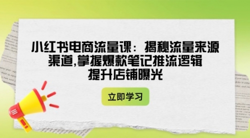 【9041期】小红书电商流量课：揭秘流量来源渠道,掌握爆款笔记推流逻辑,提升店铺曝光