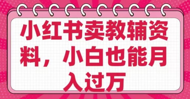 【9065期】小红书卖教辅资料，0成本纯利润，售后成本极低小白也能月入过W