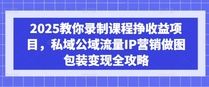 【第9104期】2025教你录制课程挣收益项目，私域公域流量IP营销做图包装变现全攻略插图